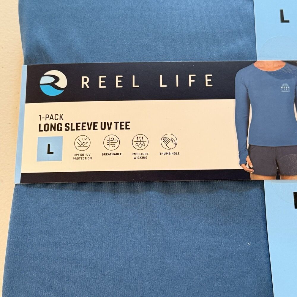 REEL LIFE WOMEN'S JAX BEACH LONG SLEEVE UV (UPF 50) Large Navy New - Picture 10 of 12